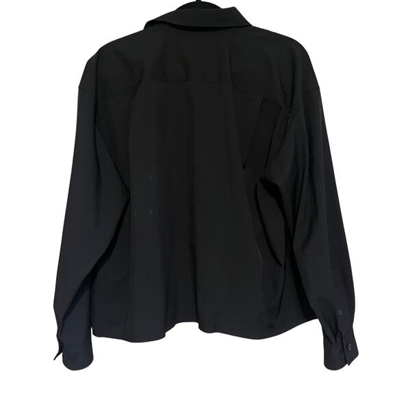 Athleta Cropped Stretch Tech Top Long Sleeve Button Down Shirt Black Size M - Picture 4 of 6